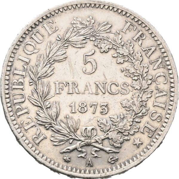 1873 A Frankrike 5 francs, 1+