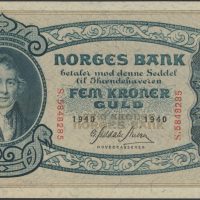 1940 5 kroner S. 5848285, 2. utgave, 1+/01