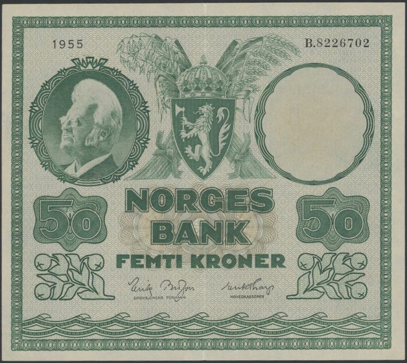 1955 50 kroner B.8226702, 4. utgave, 1+