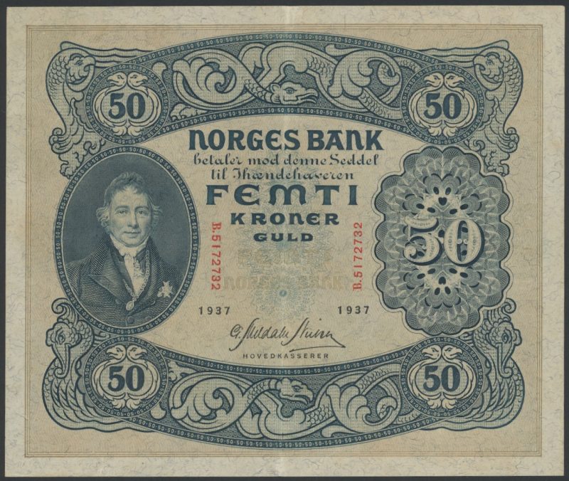 1937 50 kroner B.5172732, 2. utg., 1/1+