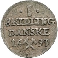1693 1 skilling Christian V, 1+