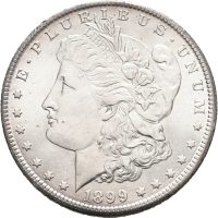 1899 O USA dollar, flott stempelglans, kantmerker, 0