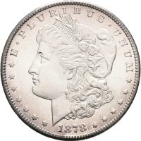 1878 S USA dollar, fin patina og glans, riper advers, 0
