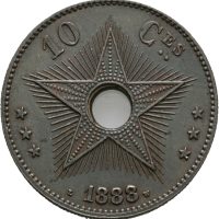 1888 Belgisk Kongo 10 centimes Leopold II, 1+