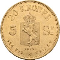 1874 20 kroner Oscar II, 1+