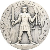 Kongsberg 350-års jubileum, Ø. Hansen, .925 sølv, oppl. ca 3000 stk., 0