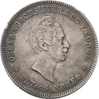 1849 1/2 speciedaler Oscar I, små kanthakk, 1/1+