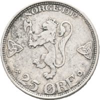 1912 25 øre Haakon VII, 1+