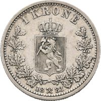 1881 1 krone Oscar II, svake riper, 1+/01