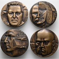 Finland medaljesett 4 stk. Sibelius, Stenhammar, Grieg, Nielsen, bronse, Kauko Räsänen, 0
