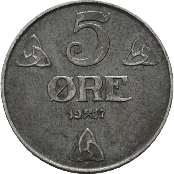 1917 5 øre Haakon VII, 01