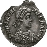 AR siliqua Honorius (393-423 e. Kr.), 1,20 g, Mediolanum, 1+/01