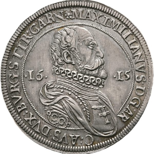 1615 Det tysk-romerske riket 1 reichstaler Erkchertug Maximilian, 28,63 g, Hall, 1+/01