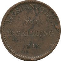 1813 12 skilling Frederik VI, bl. feil, 1/1+