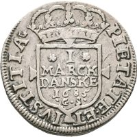 1685 Danmark 1 mark Christian V, 1+
