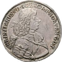 1670 Danmark Speciedaler Christian V, plugget, 1+