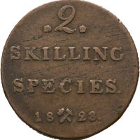 1828 2 skilling Carl XIV Johan, 1
