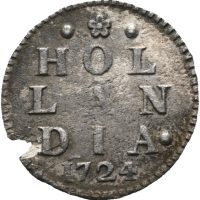 1724 Nederland 2 stuiver, ex. Rundefunnet, kantskade, 1+/01