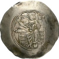 1118-1143 EL aspron trachy John II Comnenus, 3,91 g, Constantinople, avsetninger AE, 1+