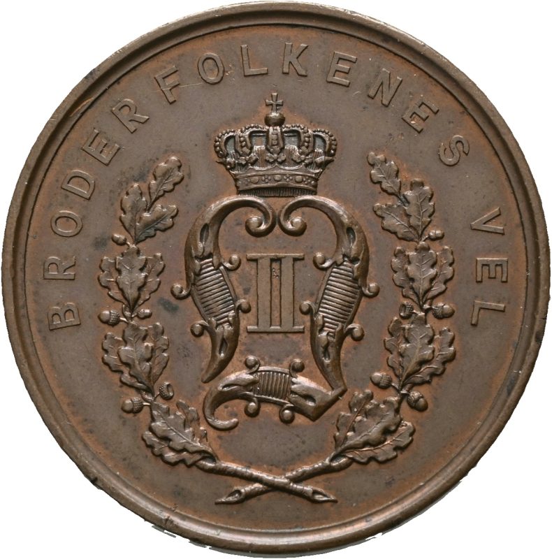 1883 Oscar II Kunst- og Industriutstillingen Christiania, Weckwerth, 41 mm, bronse, 01