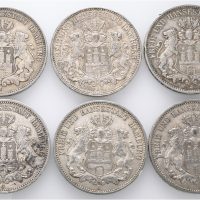 1909-1914 Hamburg 3 mark, lot 6 stk., VK