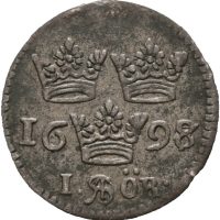 1698/7  Sverige 1 öre Karl XII, 1+