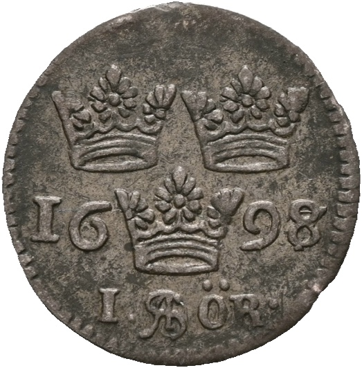 1698/7  Sverige 1 öre Karl XII, 1+