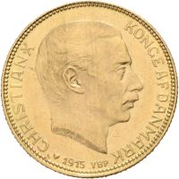 1915 Danmark 20 kroner Christian X, 0/01