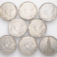 1935-38 Tyskland reichsmark Paul von Hindenburg, lott 8 stk., VK