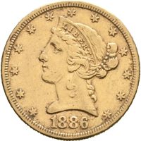 1896 S USA 5 dollars, Liberty Head, 1+