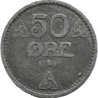 1945 50 øre zink, 1/1+