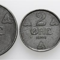 1945 sett 1-5 øre, jern, 0