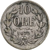 1872 Sverige 10 öre Oskar II, 1