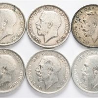 1914-1923 England 1/2 crown George V, lott 8 stk., 1+-01