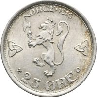 1916 25 øre Haakon VII, 1+