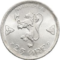 1918 25 øre Haakon VII, 0/01