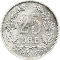 1900 25 øre Oscar II, 1+/01
