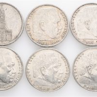 1935-38 Tyskland reichsmark Paul von Hindenburg, lott 6 stk., VK