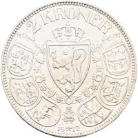 1912 2 kroner Haakon VII, renset, 0/01