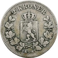 1887 2 kroner Oscar II, 1