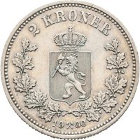 1900 2 kroner Oscar II, renset, 1+/01