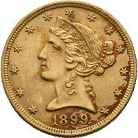 1899 USA 5 dollars Liberty Head, Philadelphia, 1+