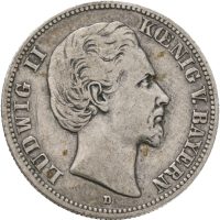 1876 D Bayern 2 mark Ludwig II (1874-76), lt. skramme, 1