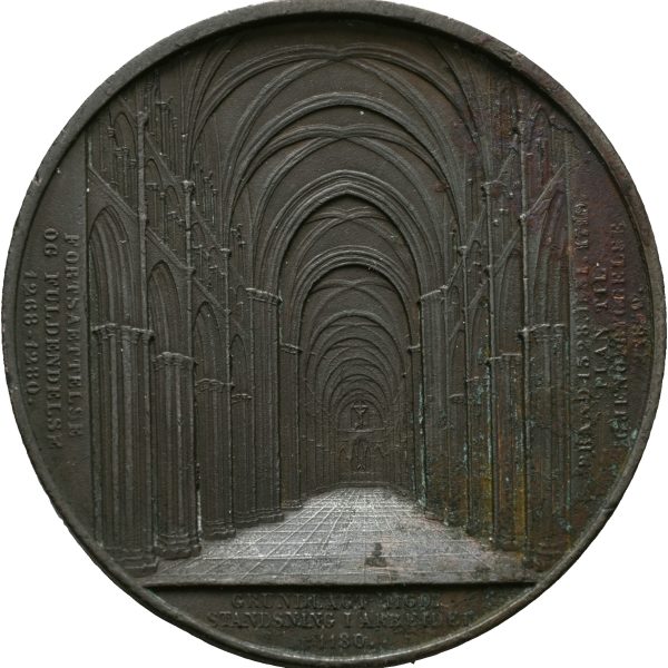 1862 St. Olafs kirke i Trondheim, Wiener, 60 mm, bronse, svakt korrodert,  1+