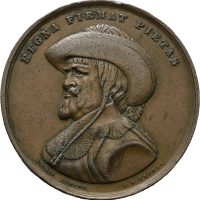 1880 Avdukningen av Christian IV statuen på Stortinget, Ekwall, 51 mm, bronse, små merker,1+/01