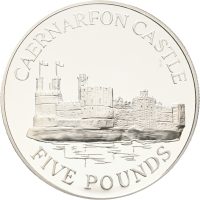 1997 Guernsey 5 pounds Elizabeth II, Caernarfon Castle, proof
