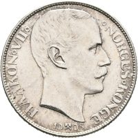 1908 1 krone Haakon VII, på plate, 0