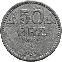 1945 50 øre zink, 1+