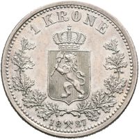 1887 1 krone Oscar II, 0/01
