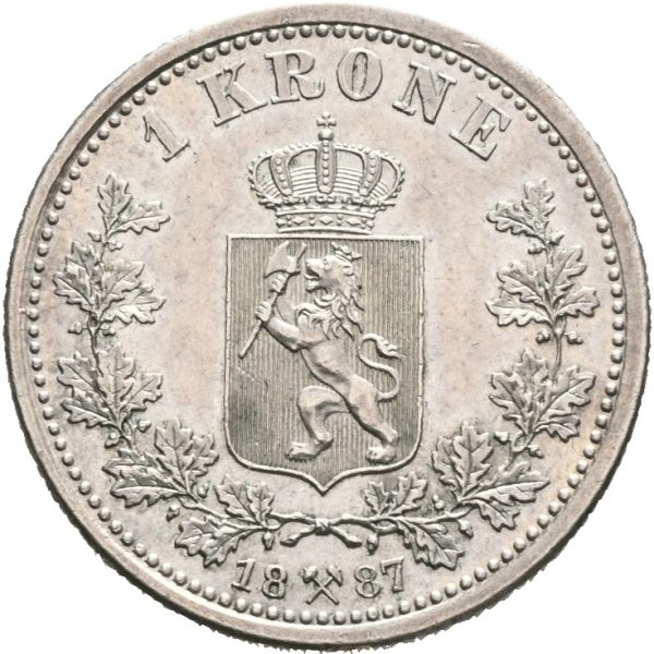 1887 1 krone Oscar II, 0/01